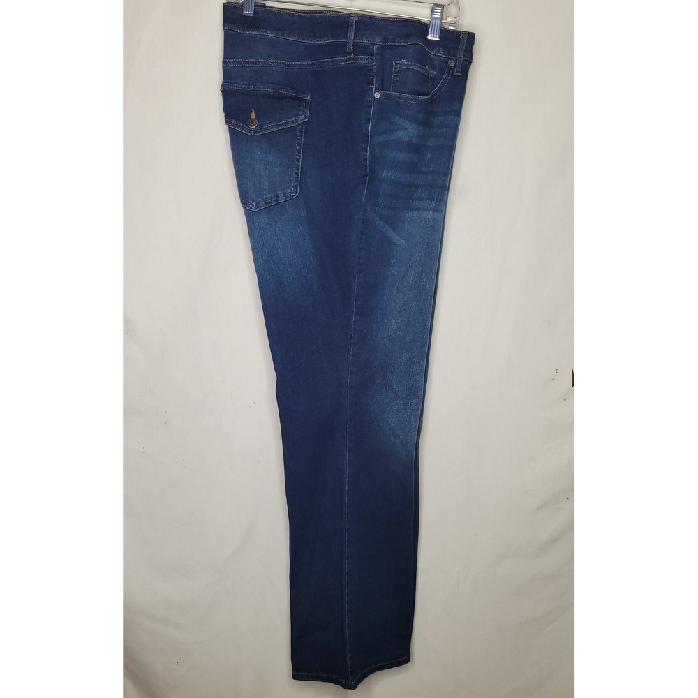 Jeanstar Premium Denim Bootcut/‎ Flare Jeans ~ Dark Wash Repreve Stretch - Picture 2 of 5
